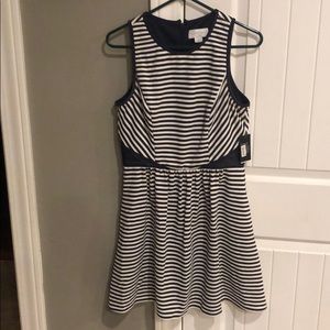 NWT -Jessica Simpson navy stripe fit & flare dress